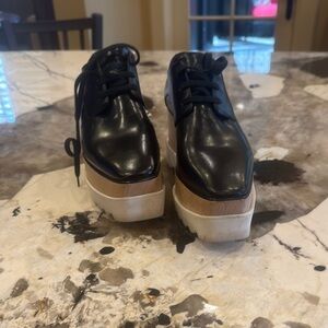 Chunky Black Lace-Up Platform Shoes